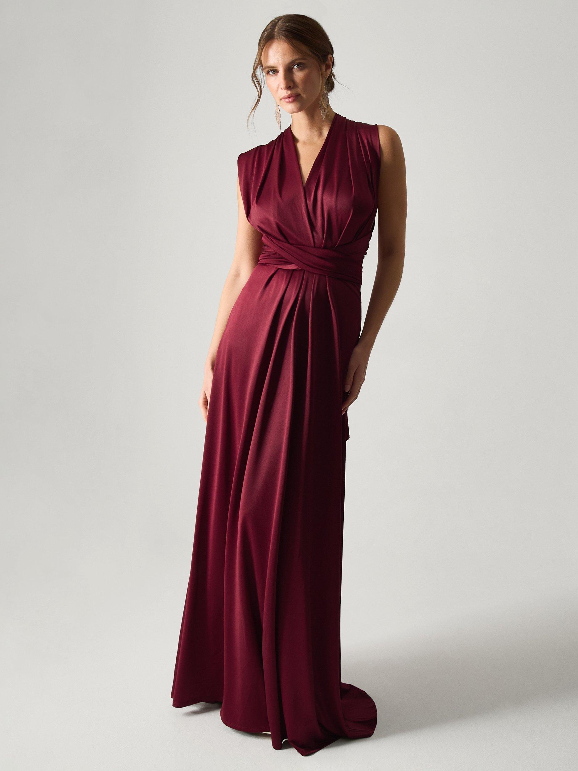 princess polly baby blue dress Burgundy Formal ​Wedding Bridesmaid Dress Halter Ruched Maxi Dress –  chiclody main image 0