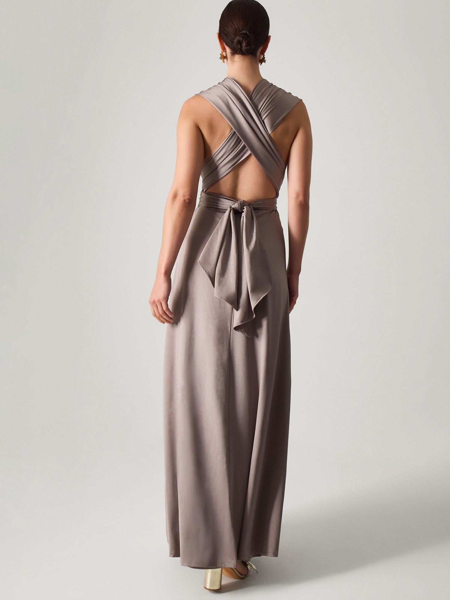 Product image 2 of 5, which shows Monsoon Thea Multiway Bridesmaid Dress, Mink, 6