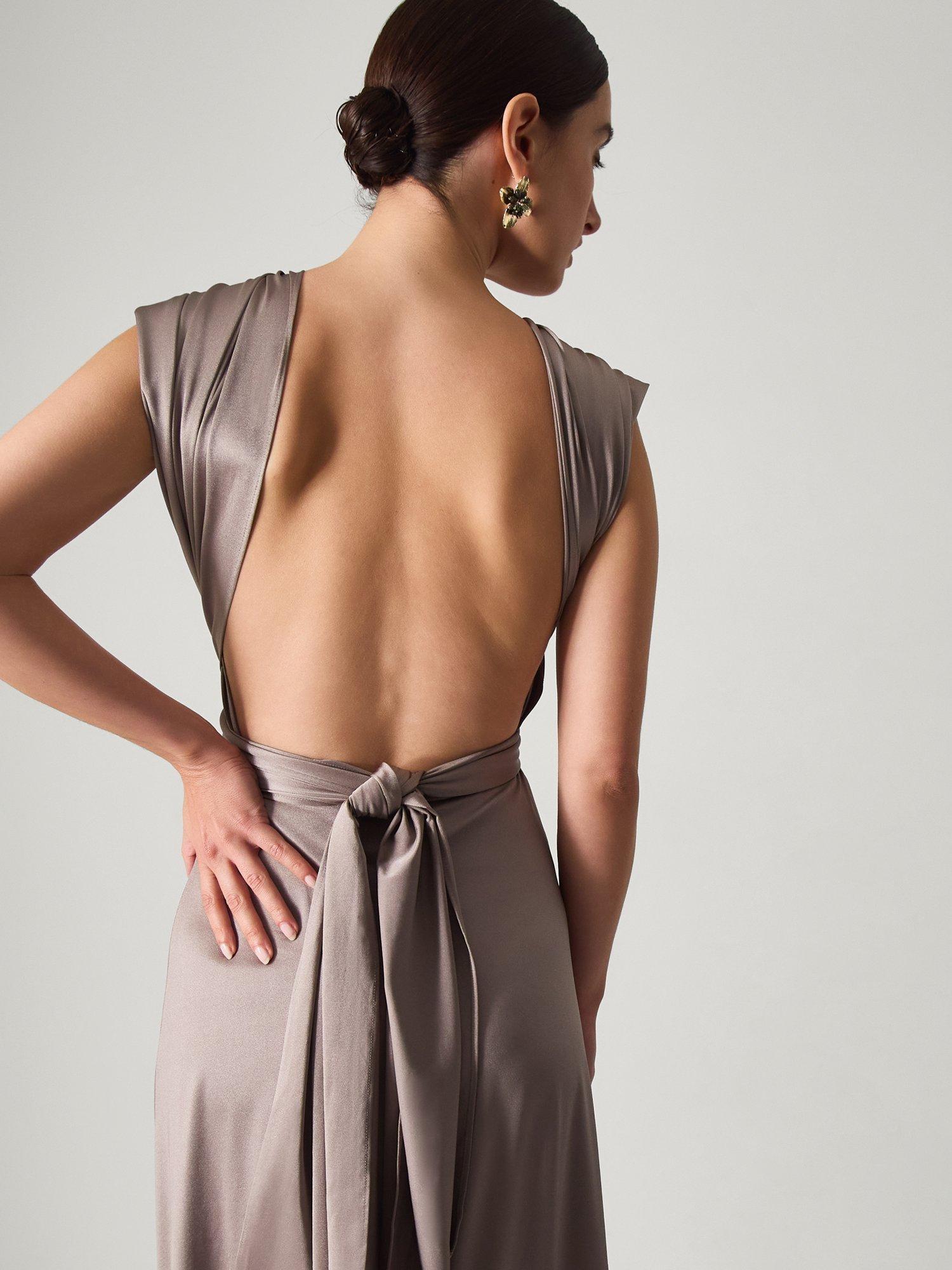 Product image 3 of 5, which shows Monsoon Thea Multiway Bridesmaid Dress, Mink, 6