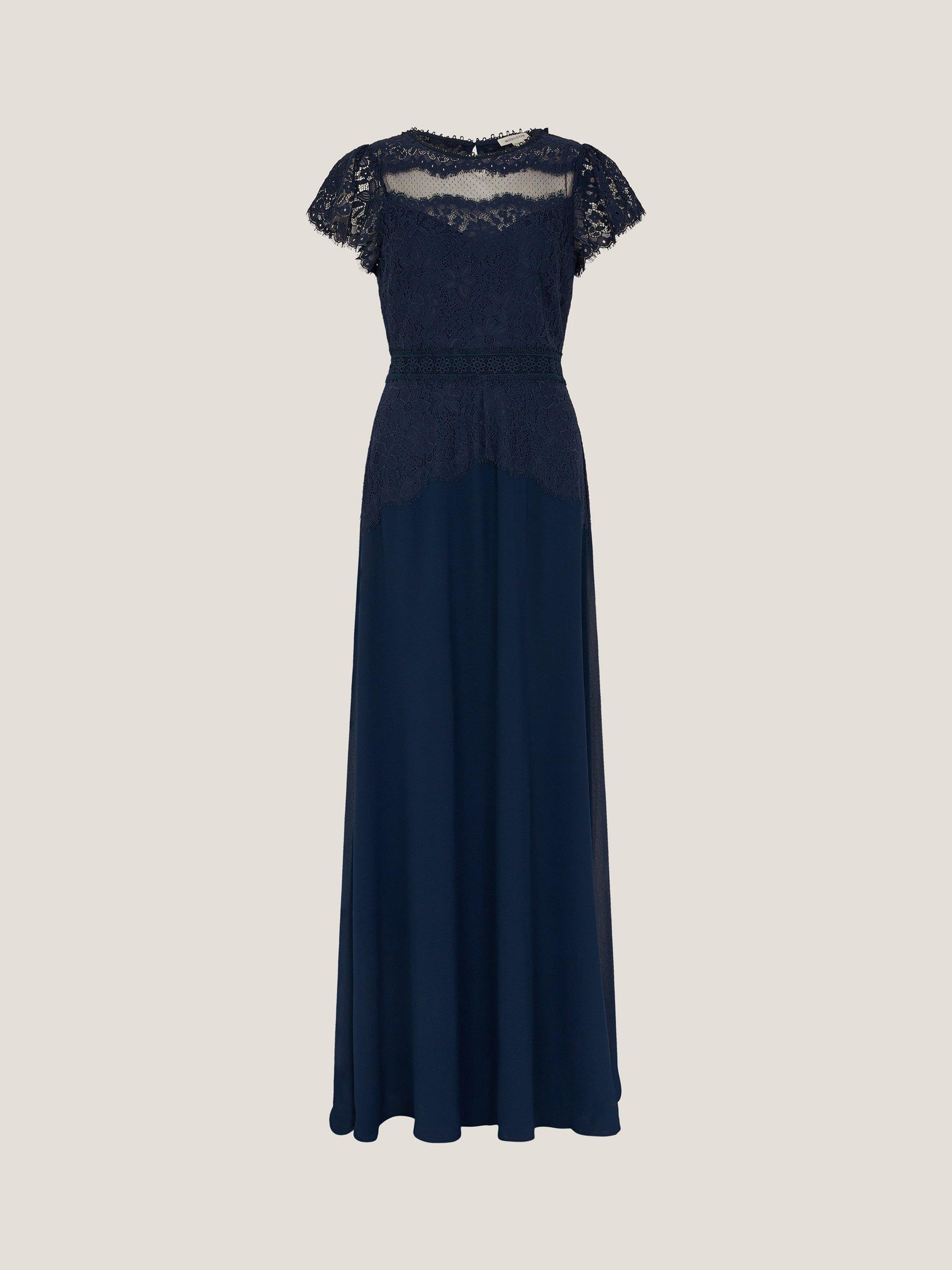 Product image 5 of 5, which shows Monsoon Monike Lace Bridesmaid Dress, Navy, 6