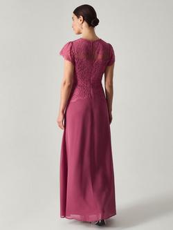 Monsoon Monike Lace Bridesmaid Dress - view 2, Dark Pink