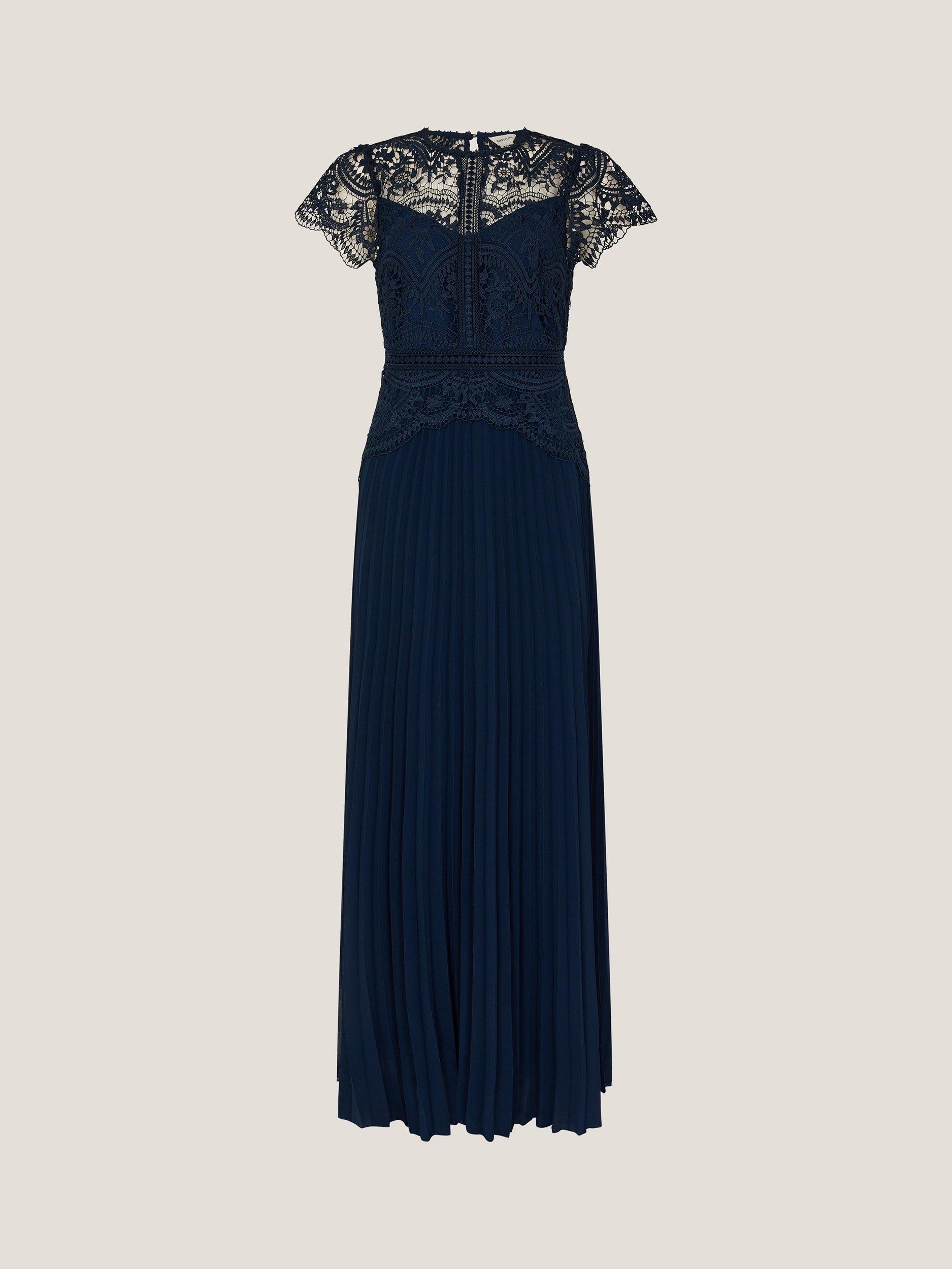 monsoon blue bridesmaid dress Navy Blue Mermaid Off Shoulder Lace Satin Long Bridesmaid Dresses, MB176 main image 1