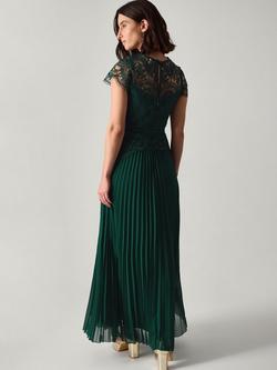 Monsoon Monica Lace Pleated Bridesmaid Dress - view 2, Dark Green