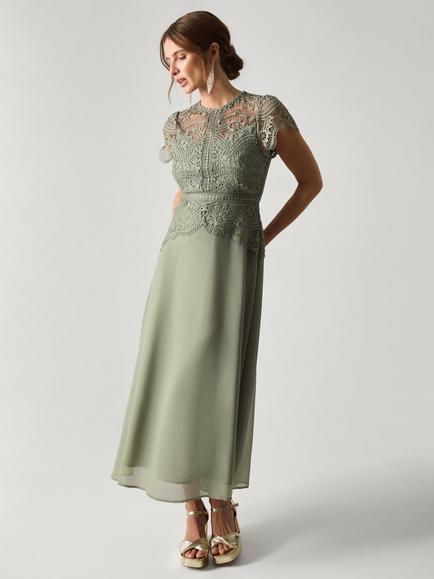 Monsoon Monica Lace Bridesmaid Dress, Pale Green