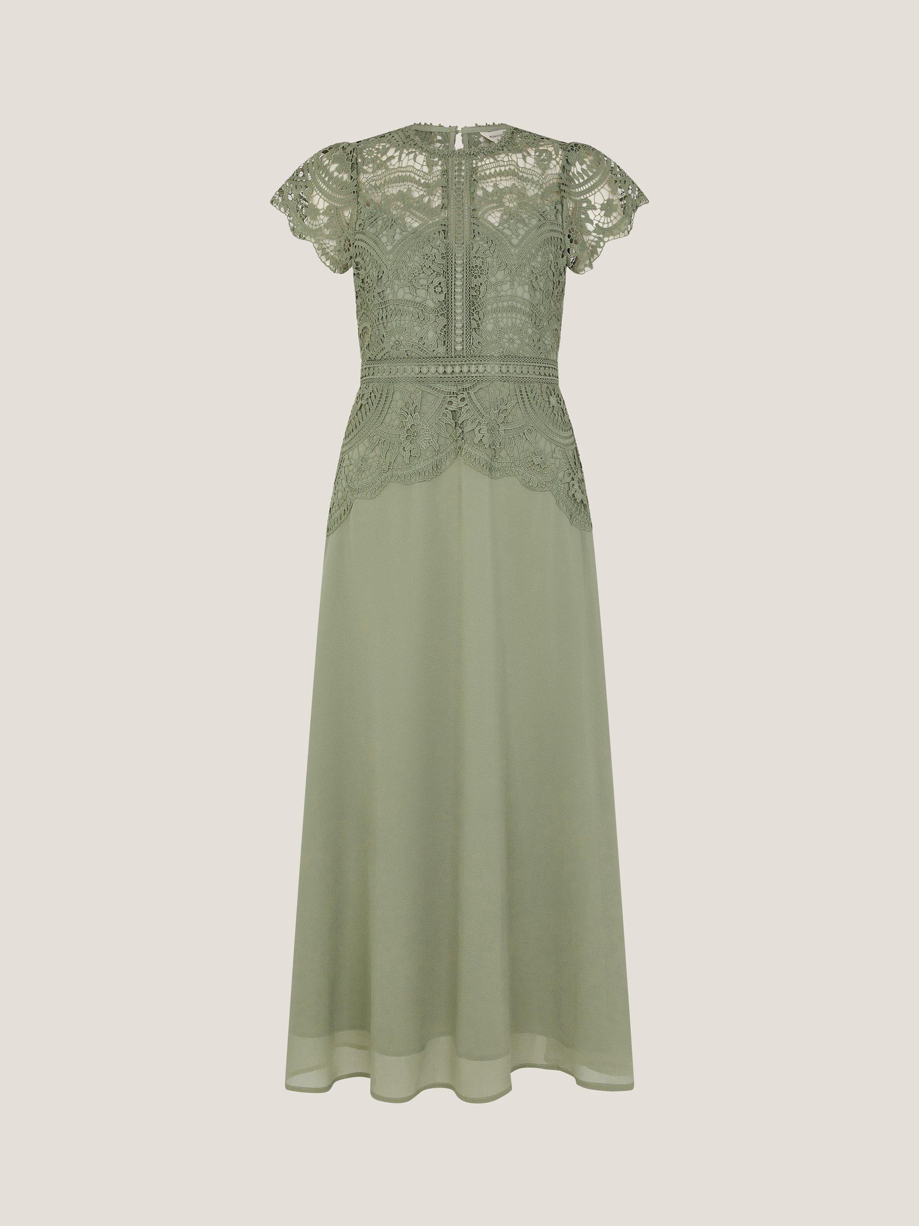 Product image 5 of 5, which shows Monsoon Monica Lace Bridesmaid Dress, Pale Green, 6