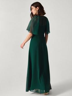 Monsoon Mona Angel Sleeve Maxi Dress, Dark Green - view 2, Dark Green