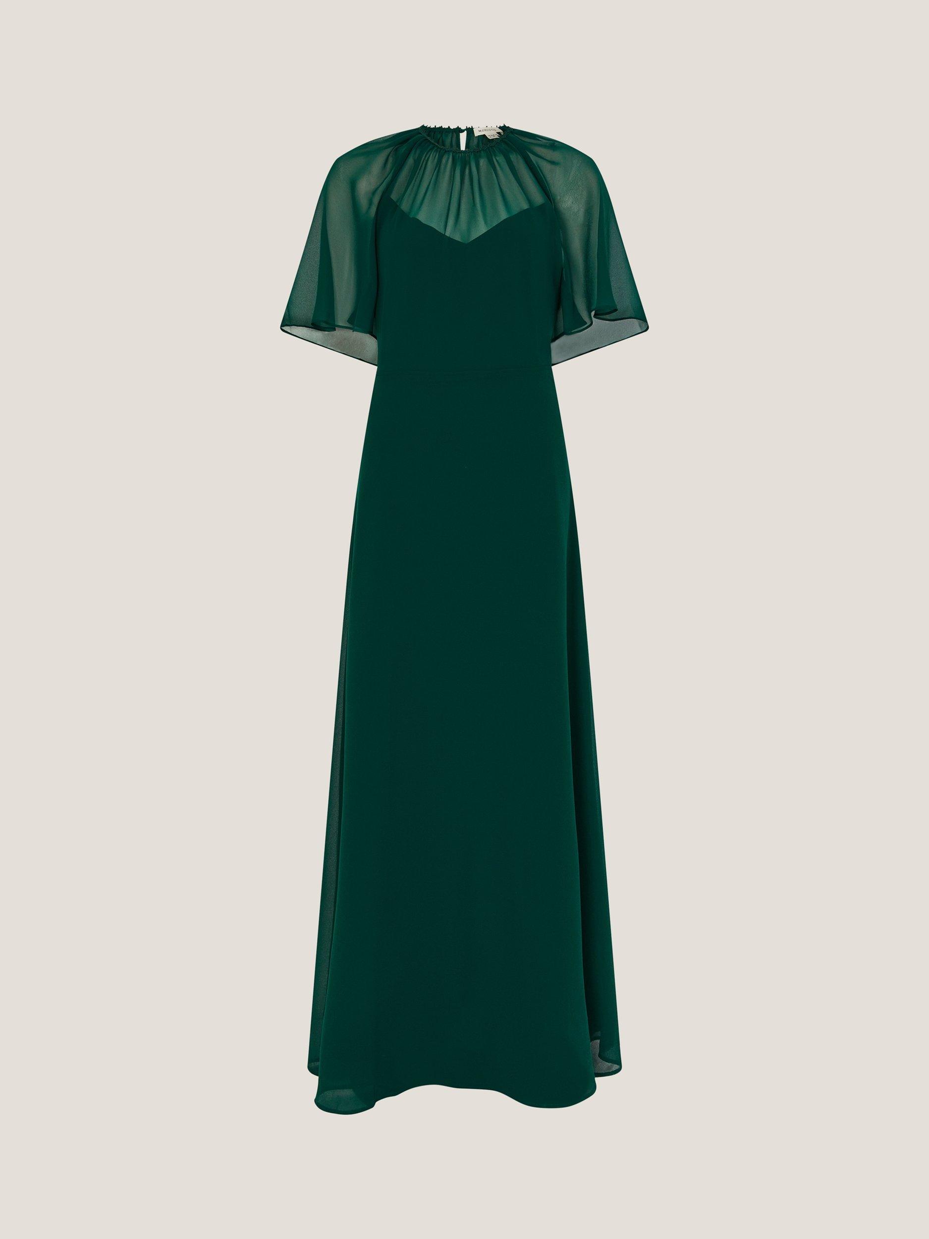 Product image 5 of 5, which shows Monsoon Mona Angel Sleeve Maxi Dress, Dark Green, 6