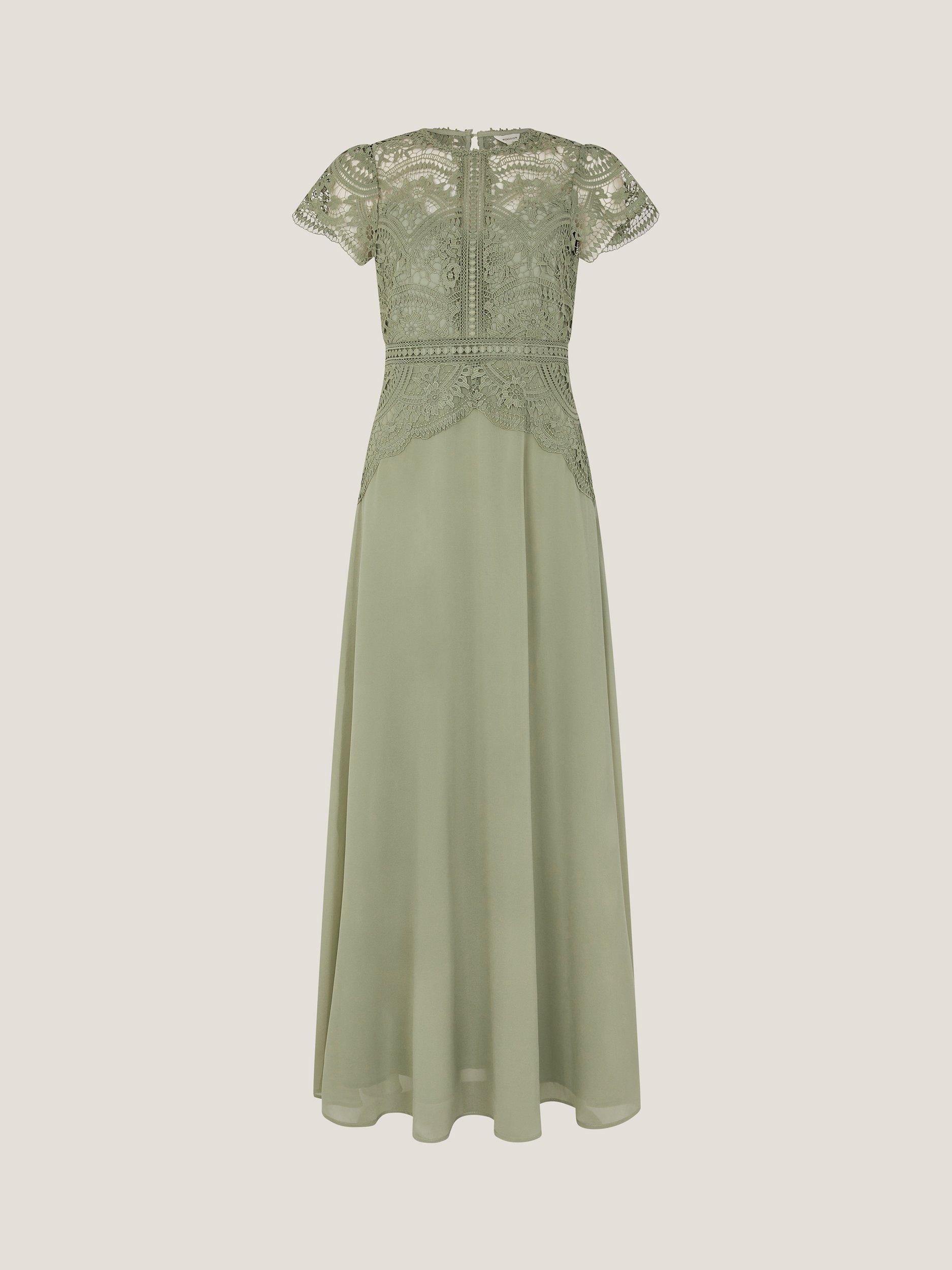 Product image 5 of 5, which shows Monsoon Monica Lace Bridesmaid Dress, Pale Green, 6