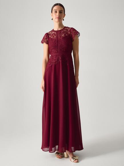 Monsoon Monica Lace Bridesmaid Dress, Burgundy