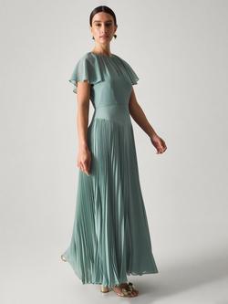 Monsoon Madison Pleated Panel Bridesmaid Dress, Sage