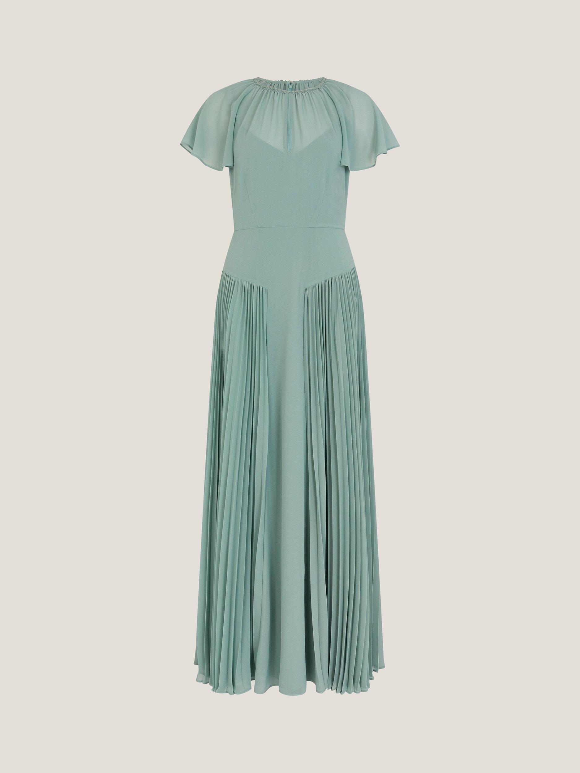 Product image 5 of 5, which shows Monsoon Madison Pleated Panel Bridesmaid Dress, Sage, 6