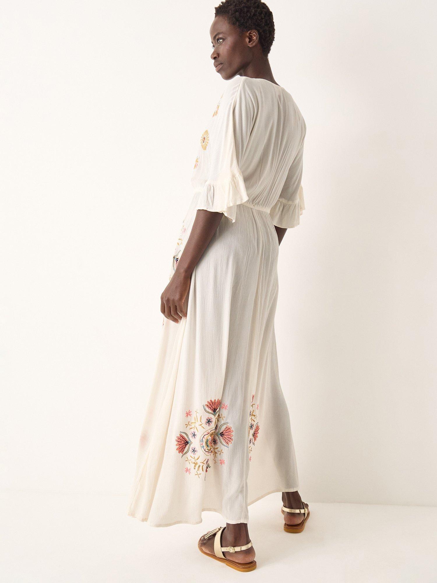 Product image 2 of 4, which shows Monsoon Juniper Embroidered Maxi Dress, White, S