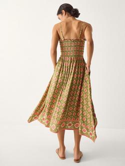 Monsoon Maddie Floral Print Bandeau Midi Dress, Khaki/Multi - view 2, Khaki/Multi