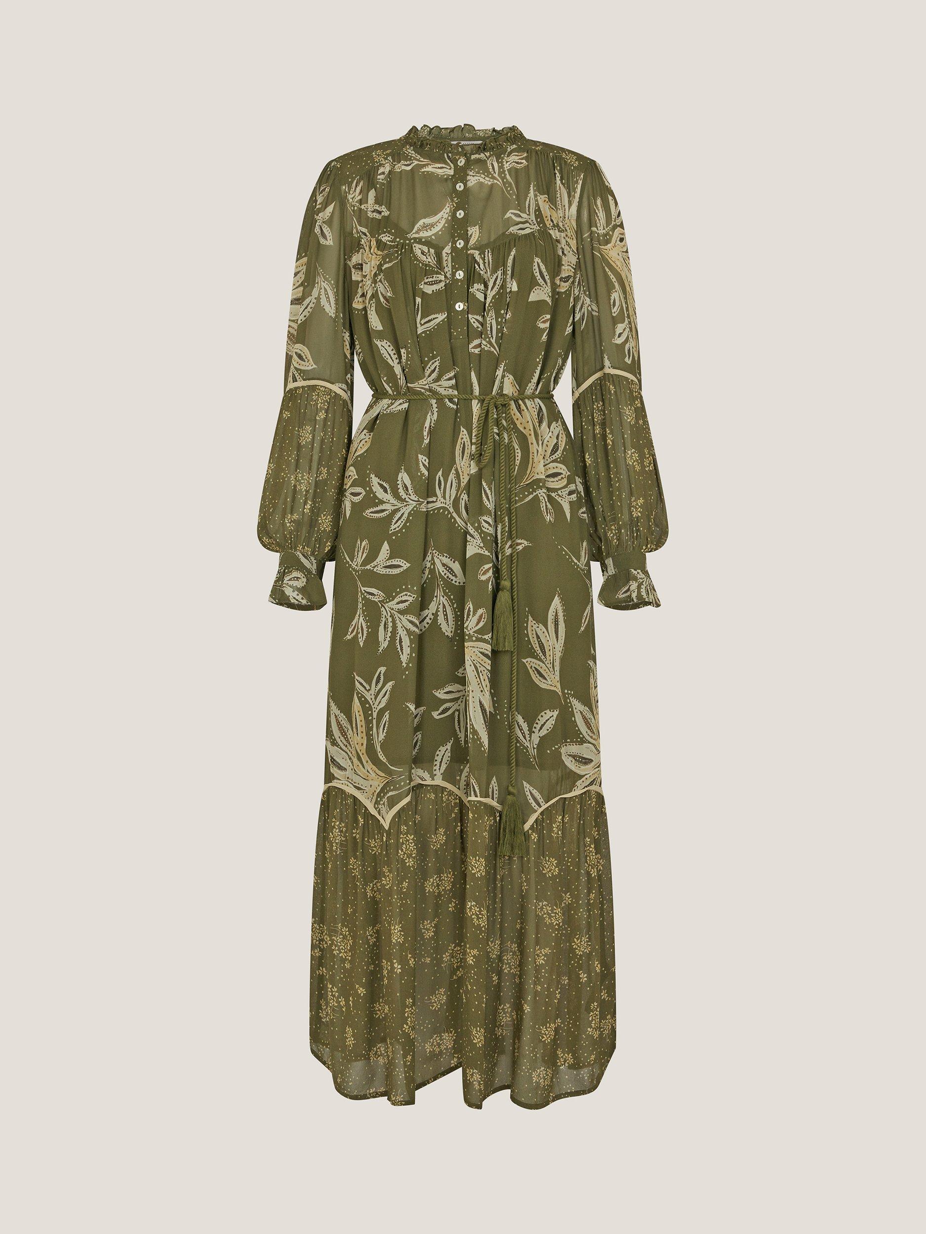 Product image 5 of 5, which shows Monsoon Leona Boho Midi Dress, Khaki, S