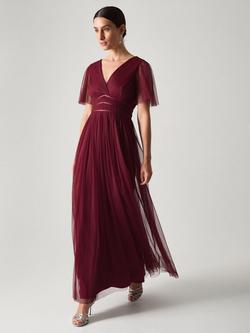Monsoon Emily Tulle Bridesmaid Dress, Burgundy