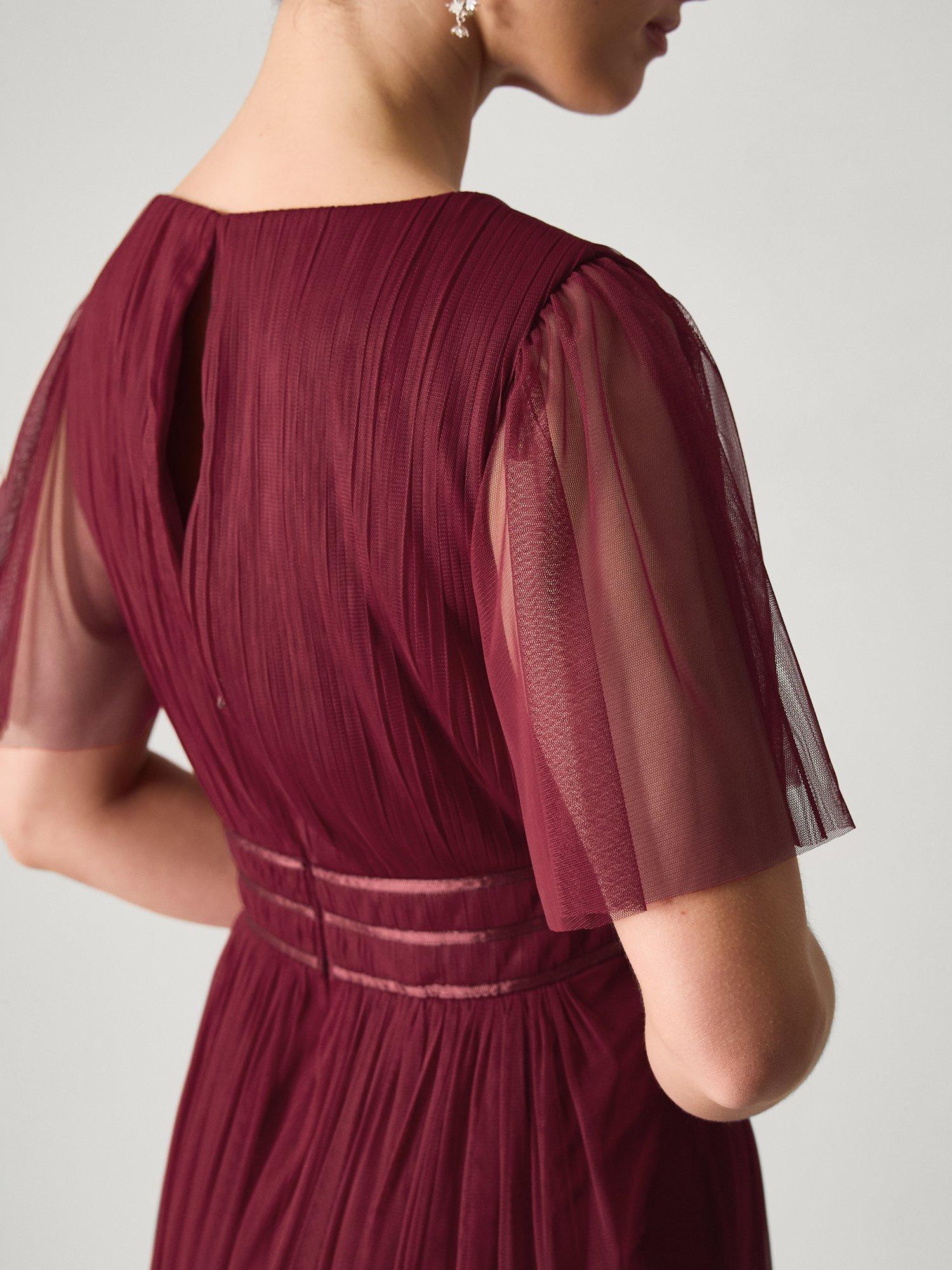 Product image 4 of 5, which shows Monsoon Emily Tulle Bridesmaid Dress, Burgundy, 6