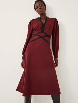 Monsoon Julia Jersey Midi Dress, Burgundy, Burgundy