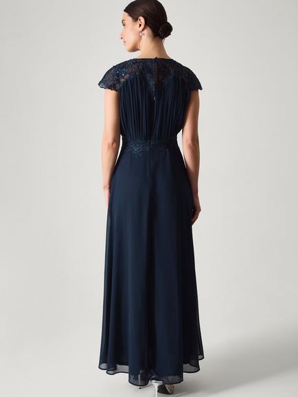 Monsoon Elodie Lace Chiffon Bridesmaid Dress - view 2, Navy