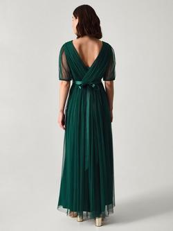Monsoon Ellie Tulle Maxi Dress - view 2, Dark Green