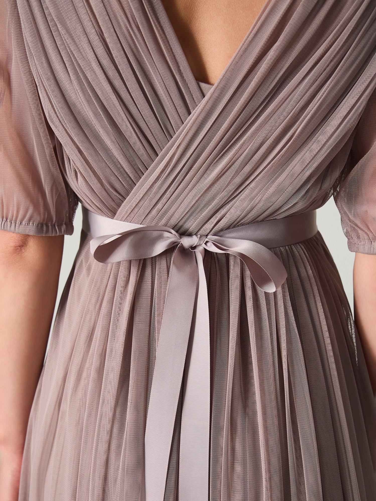 Product image 4 of 5, which shows Monsoon Ellie Tulle Maxi Dress, Mink, 6