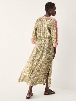 Monsoon Elma Floral Beach Midi Dress, Khaki - view 2, Khaki