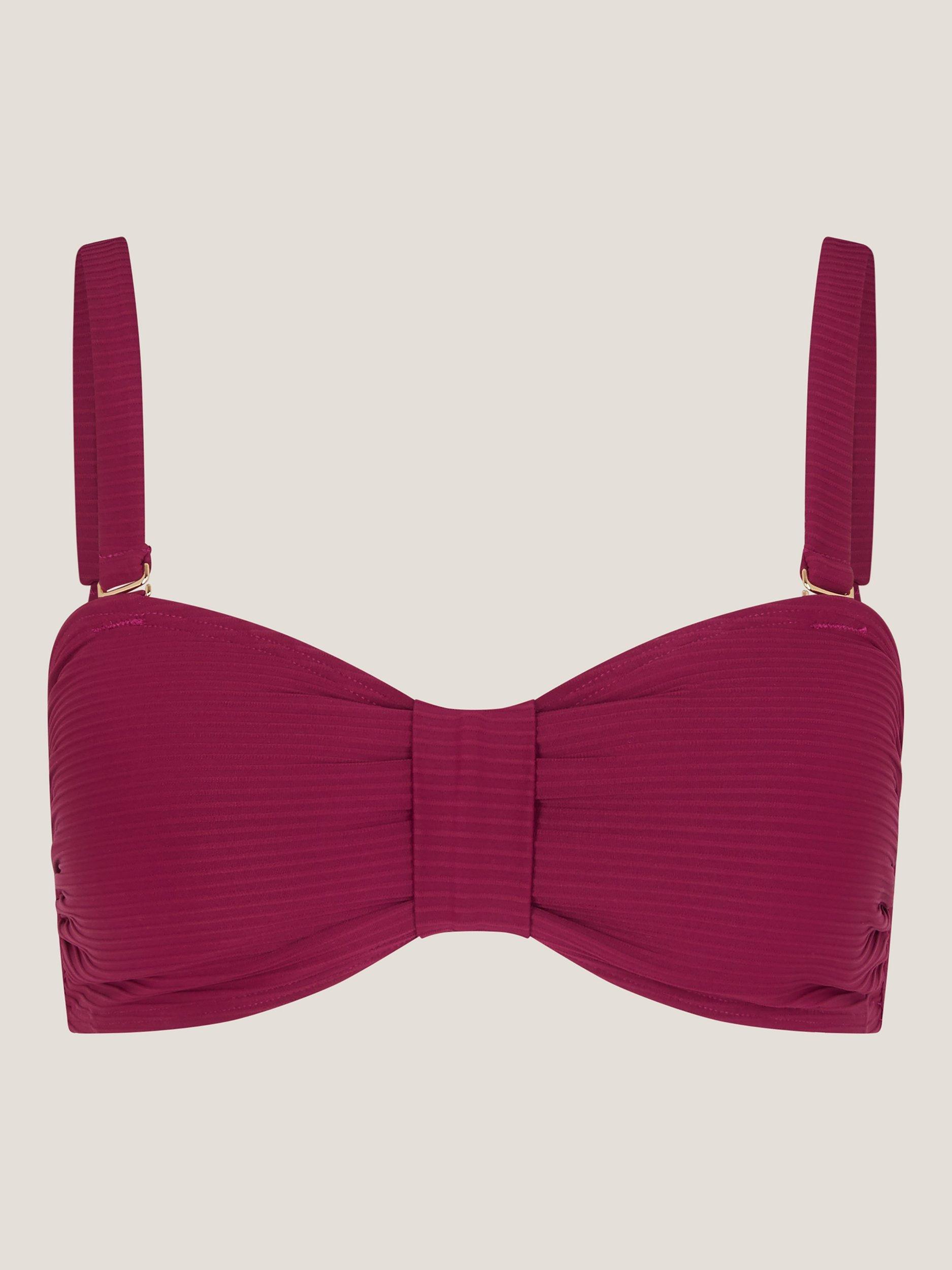Product image 5 of 5, which shows Monsoon Mia Bandeau Bikini Top, Burgundy, 8