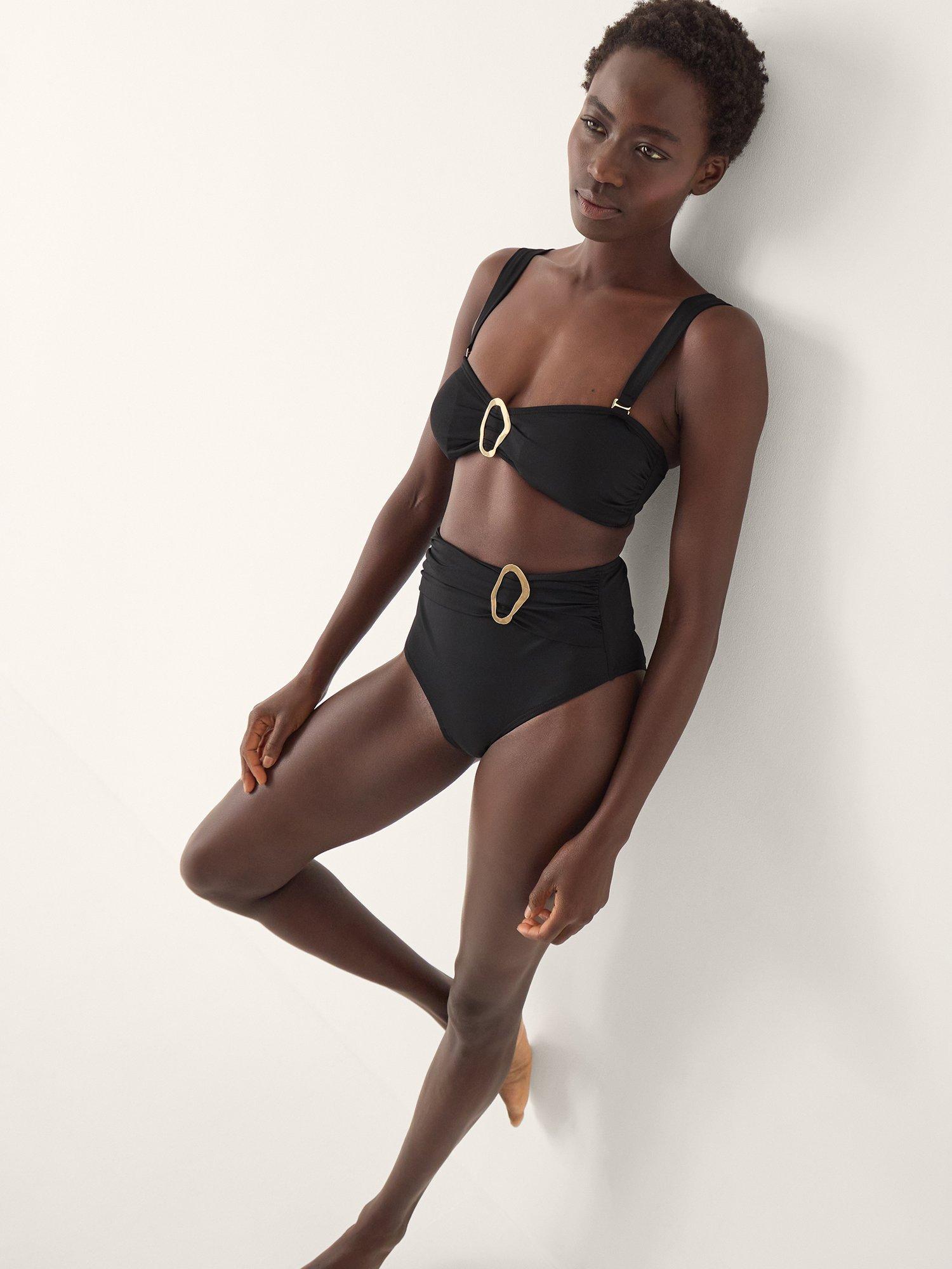 Product image 4 of 5, which shows Monsoon Cindy High Waist Bikini Bottoms, Black, 8