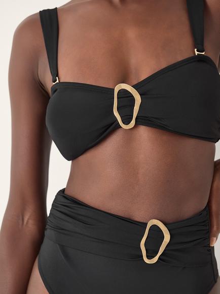 Monsoon Cindy Molten Detail Bikini Top, Black, Black