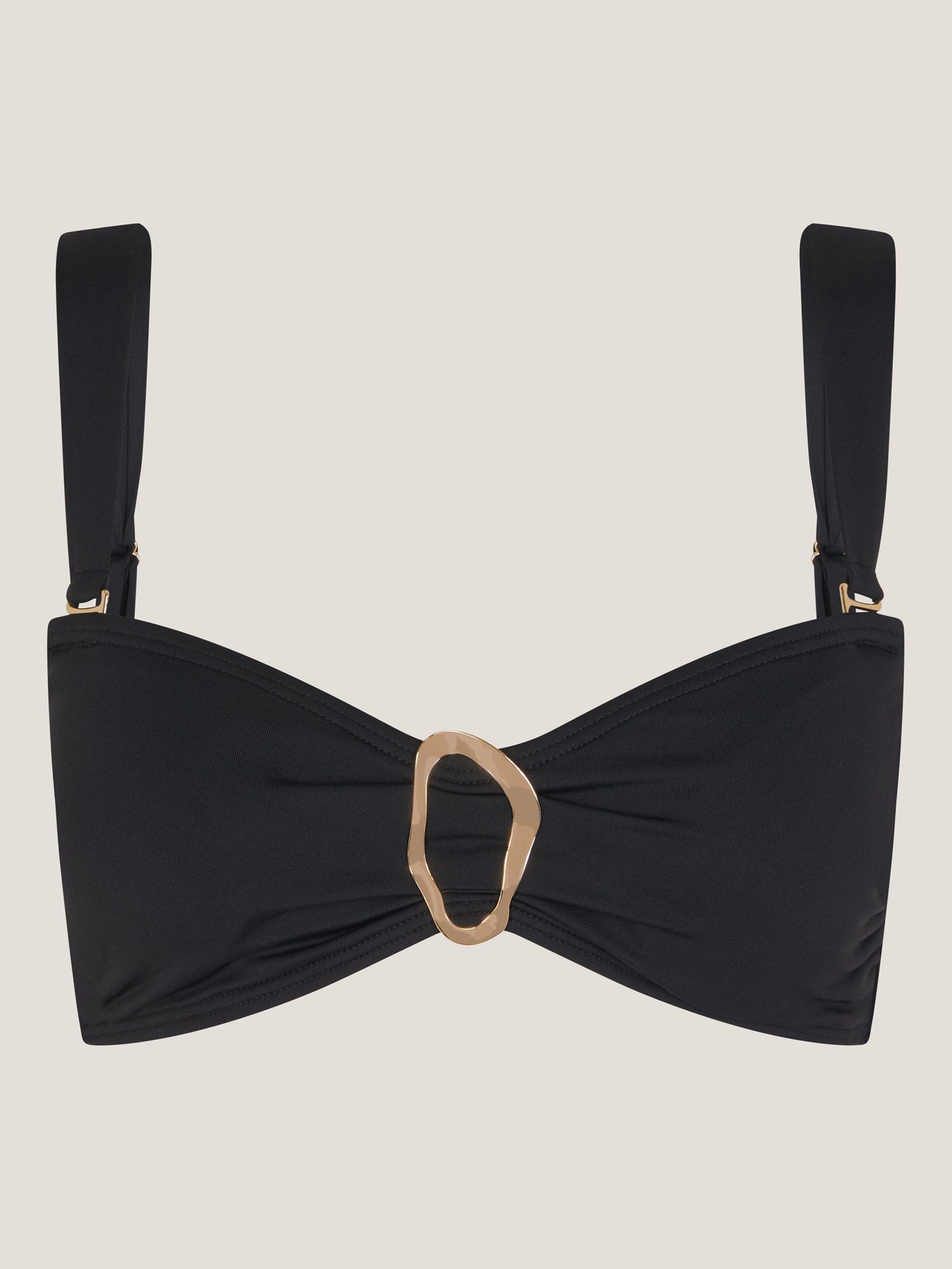 Product image 4 of 4, which shows Monsoon Cindy Molten Detail Bikini Top, Black, 8