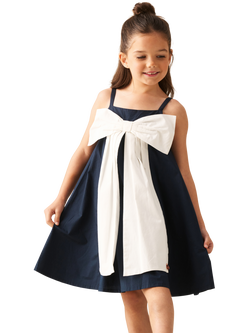 Angel & Rocket Kids' Bow Front Swing Dress, Blue, Blue