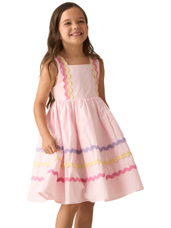 Angel & Rocket Kids' Sleeveless Wide Ric Rac Dress, Pink, Pink