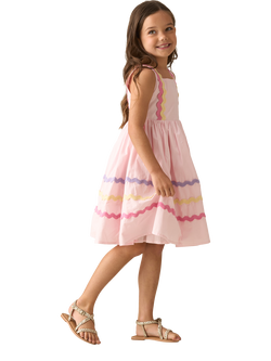 Angel & Rocket Kids' Sleeveless Wide Ric Rac Dress, Pink - view 2, Pink