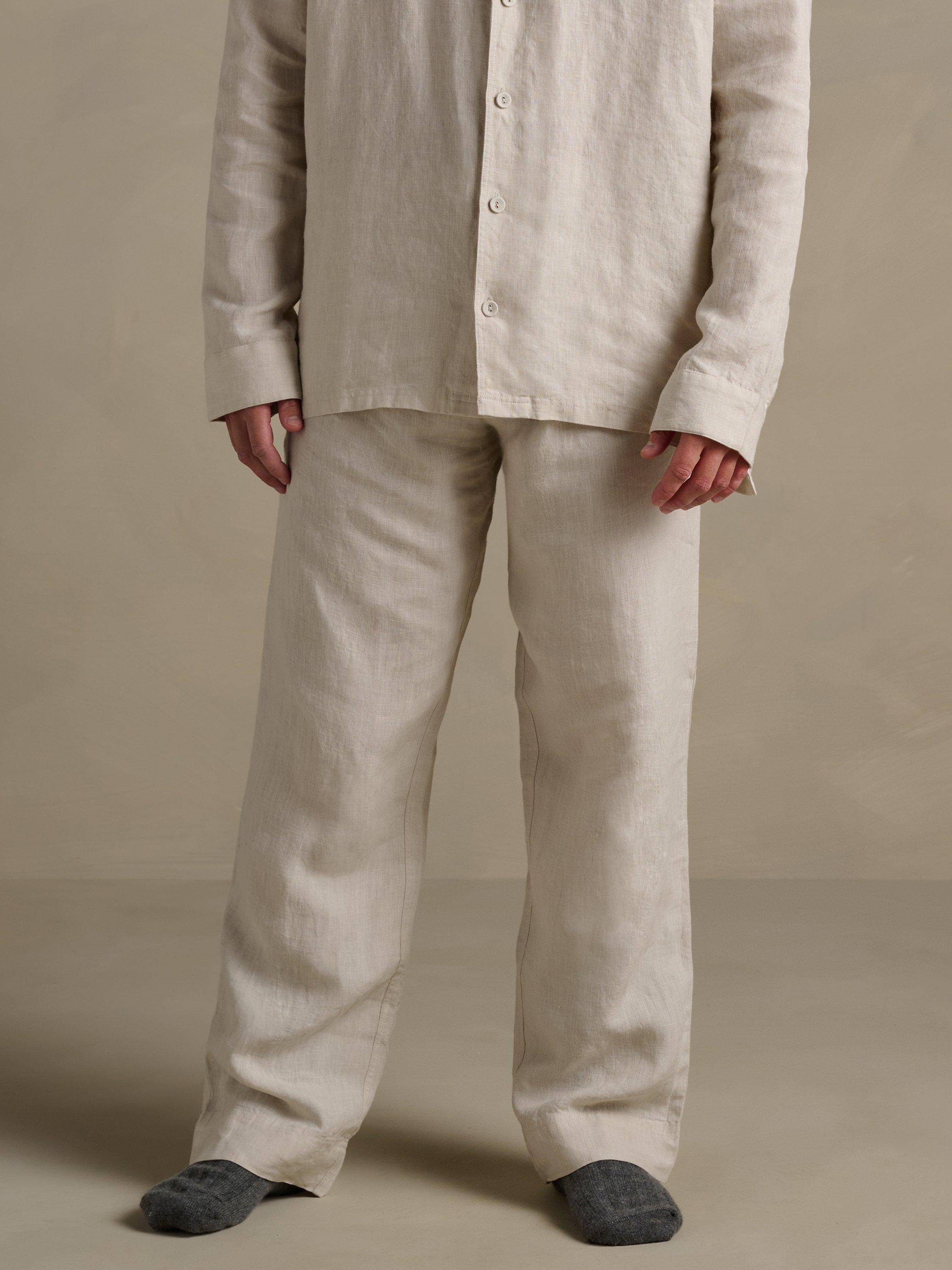 Product image 3 of 6, which shows Bedfolk Super Soft Linen Trousers, Clay, S