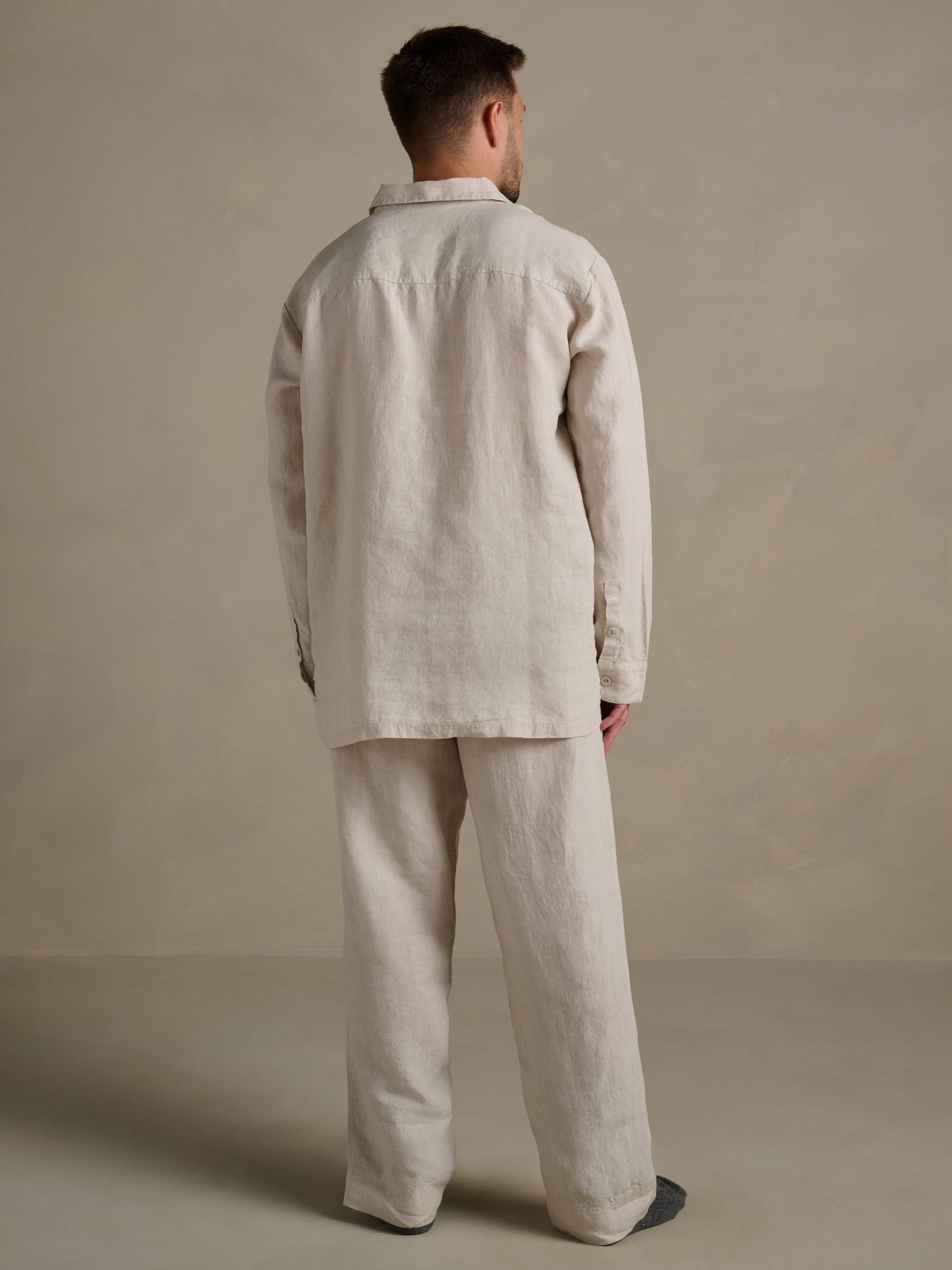 Product image 5 of 6, which shows Bedfolk Super Soft Linen Trousers, Clay, S