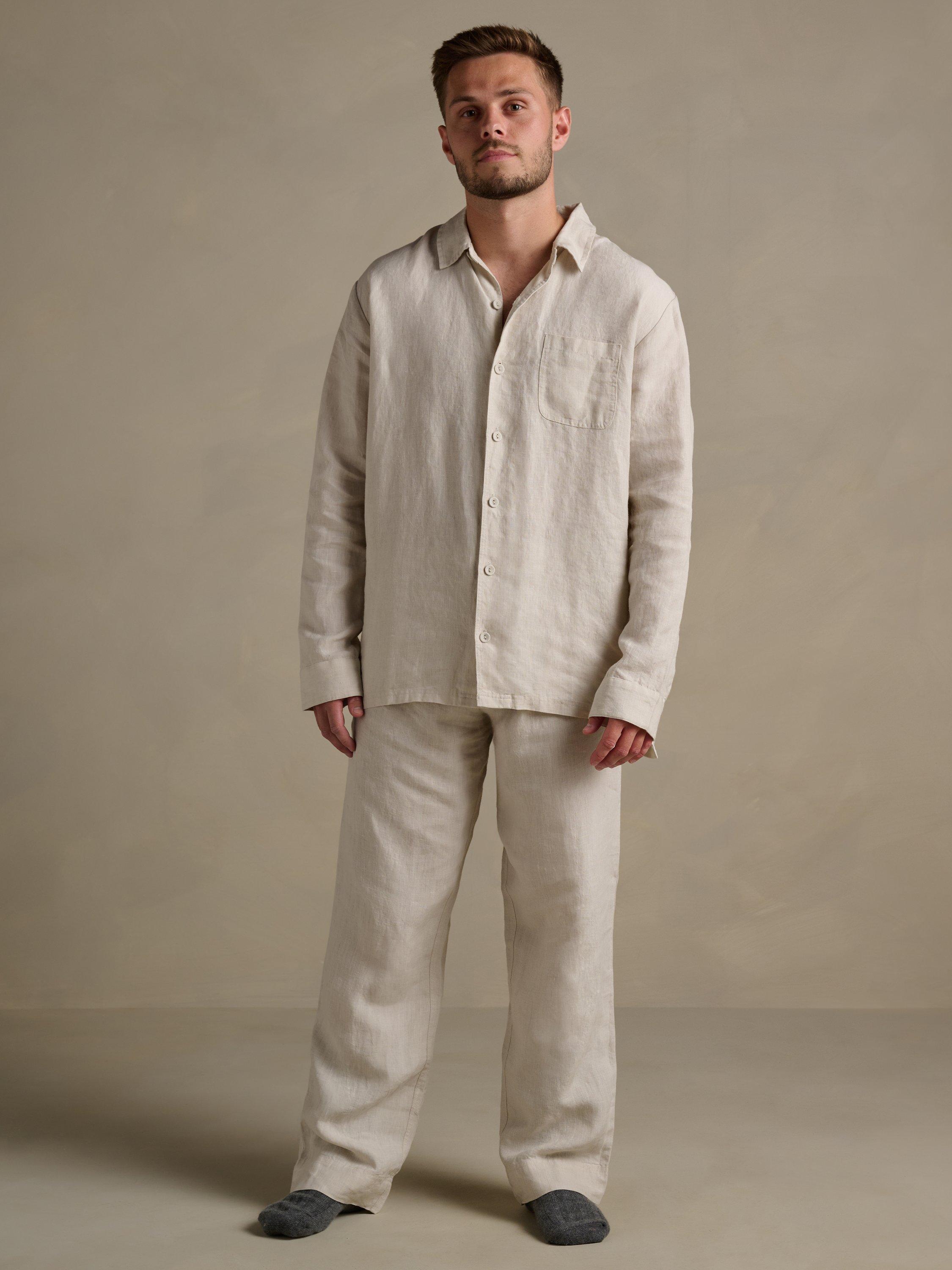 Product image 6 of 6, which shows Bedfolk Super Soft Linen Trousers, Clay, S
