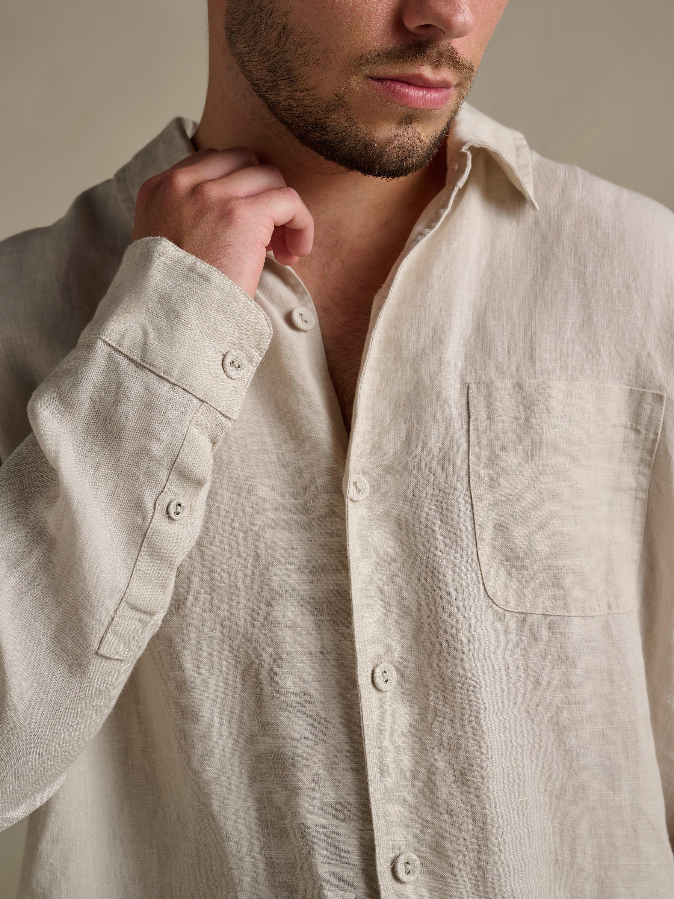 Product image 2 of 5, which shows Bedfolk Super Soft Linen Shirt, Clay, S