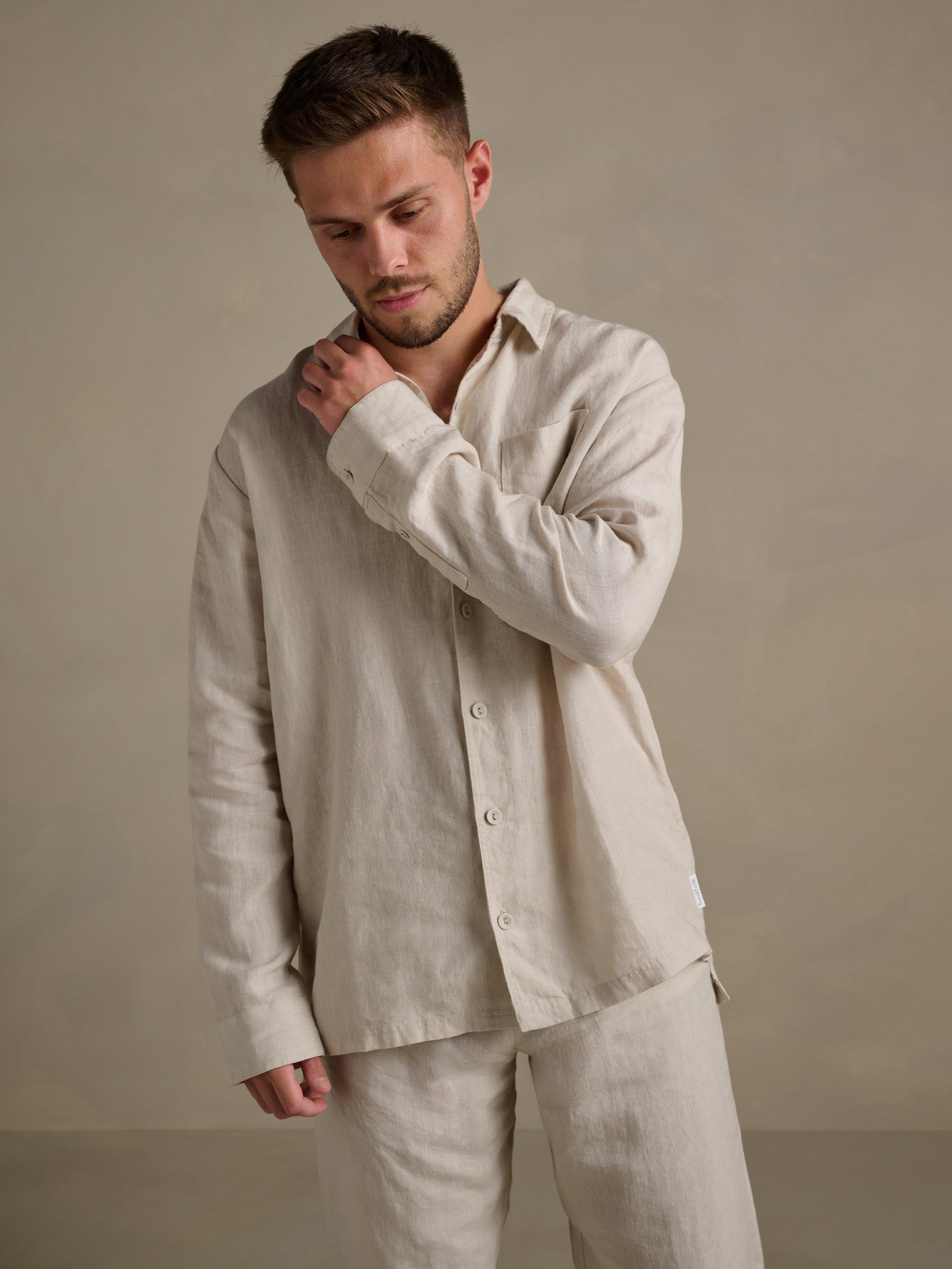 Product image 5 of 5, which shows Bedfolk Super Soft Linen Shirt, Clay, S