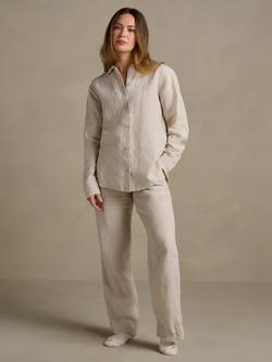 Bedfolk Relaxed Pure Linen Trousers, Clay - view 2, Clay
