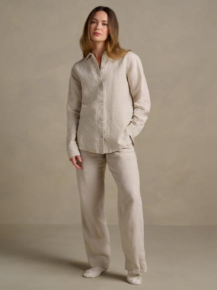 Bedfolk Relaxed Pure Linen Shirt, Clay - view 2, Clay