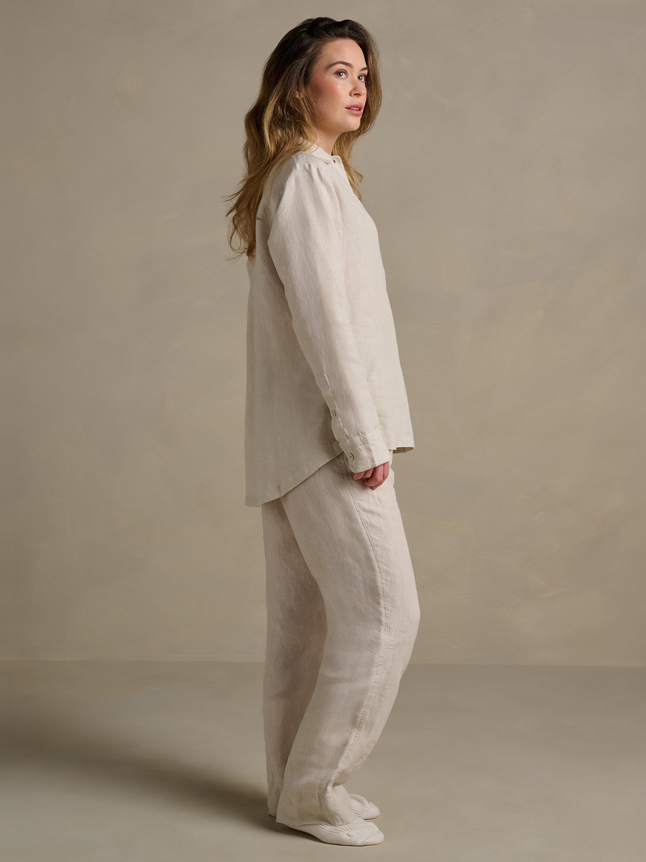 Product image 3 of 6, which shows Bedfolk Relaxed Pure Linen Shirt, Clay, XS