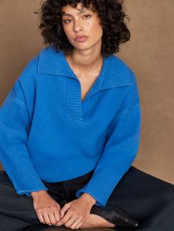 Ro&Zo Collar Wool Blend Jumper, Blue - view 2, Blue
