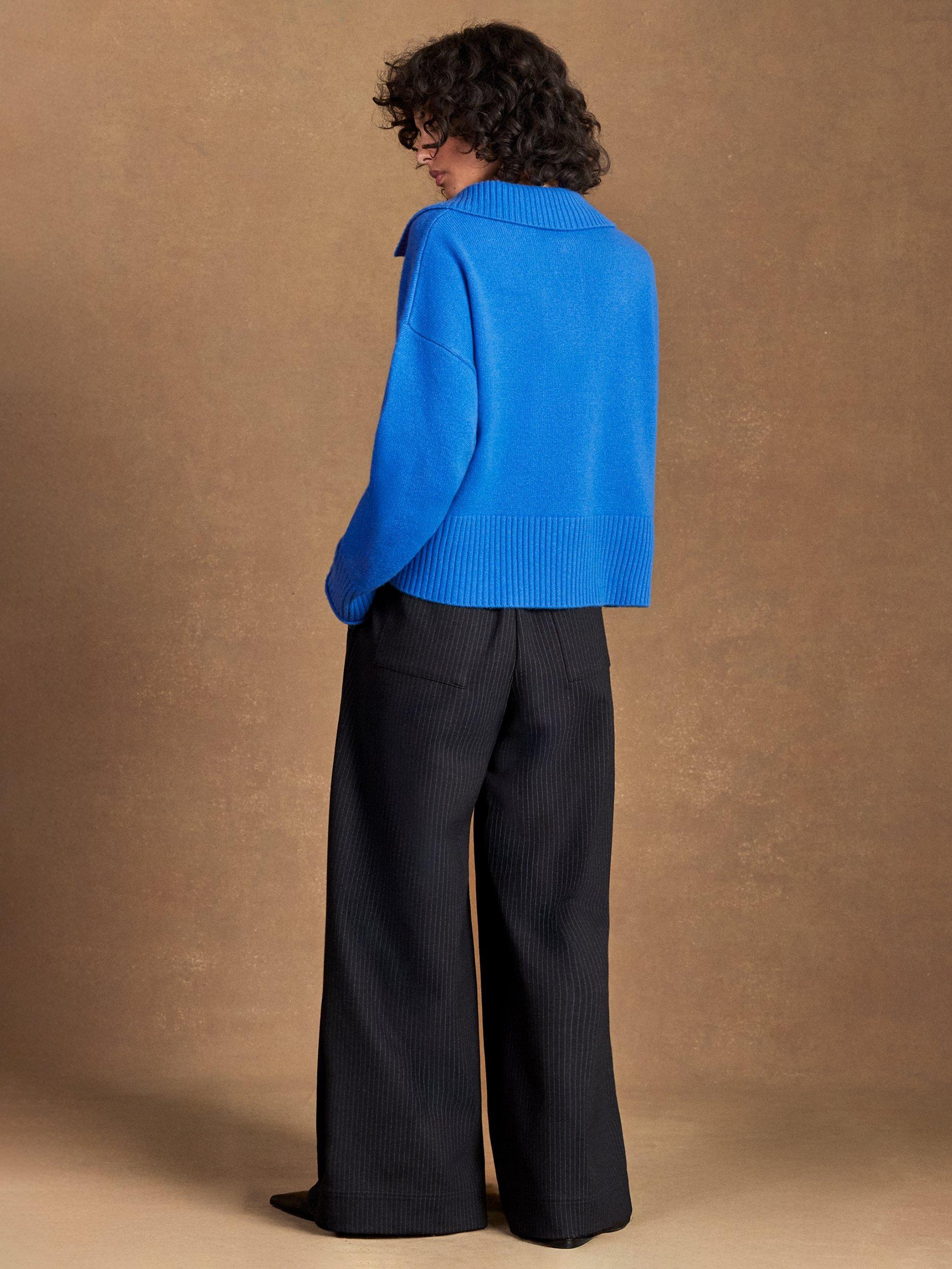 Product image 6 of 6, which shows Ro&Zo Collar Wool Blend Jumper, Blue, XS