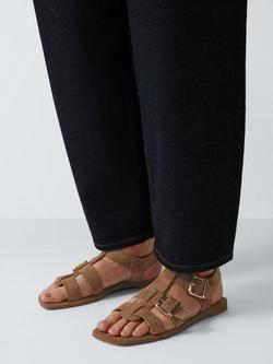 John Lewis Lanie Suede Double Buckle Gladiator Sandals, Chestnut - view 2, Chestnut
