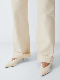 John Lewis Acorn Leather Unlined Kitten Heel Court Shoes, Buttermilk - view 2, Buttermilk