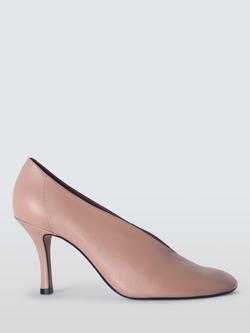 John Lewis Alexandras Leather Round Toe High Heel Court Shoes, Pink Blush, Pink Blush