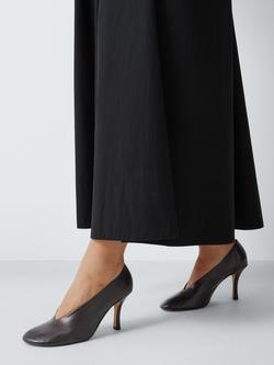 John Lewis Alexandras Leather Round Toe High Heel Court Shoes, Chocolate - view 2, Chocolate