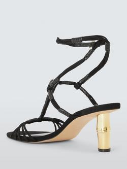 John Lewis Bamboo Feature Heel Leather Occasion Sandals, Black - view 2, Black