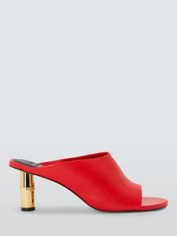 John Lewis Bamboo Feature Heel Leather Occasion Mules, Poppy Red, Poppy Red