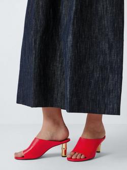 John Lewis Bamboo Feature Heel Leather Occasion Mules, Poppy Red - view 2, Poppy Red