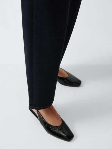 John Lewis Carnaby Leather Chisel Toe Demi Wedge Slingback Court Shoes, Black - view 2, Black